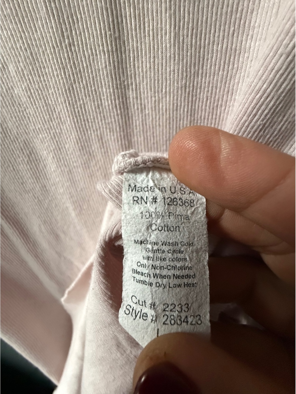 Wilt Pale Pink Ribbed Racerback Tank Top Size L - Picture 5 of 7